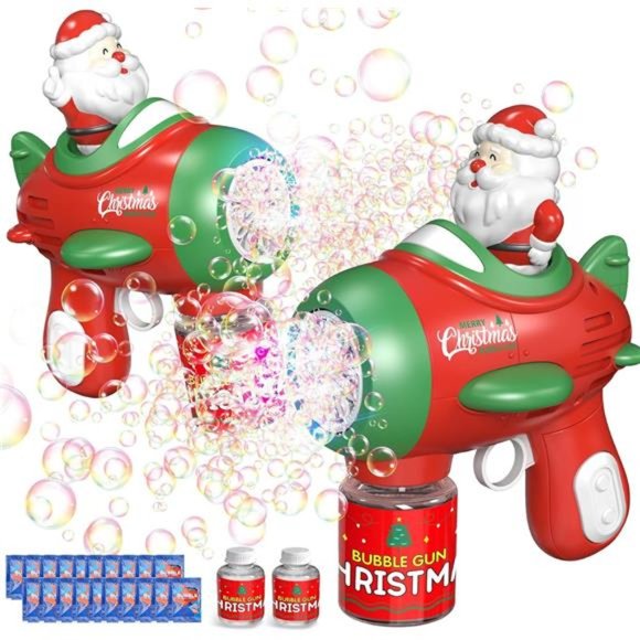 Bubble Machine Gun 2 Pack Christmas Bubble Maker with Detachable Santa - Picture 1 of 6